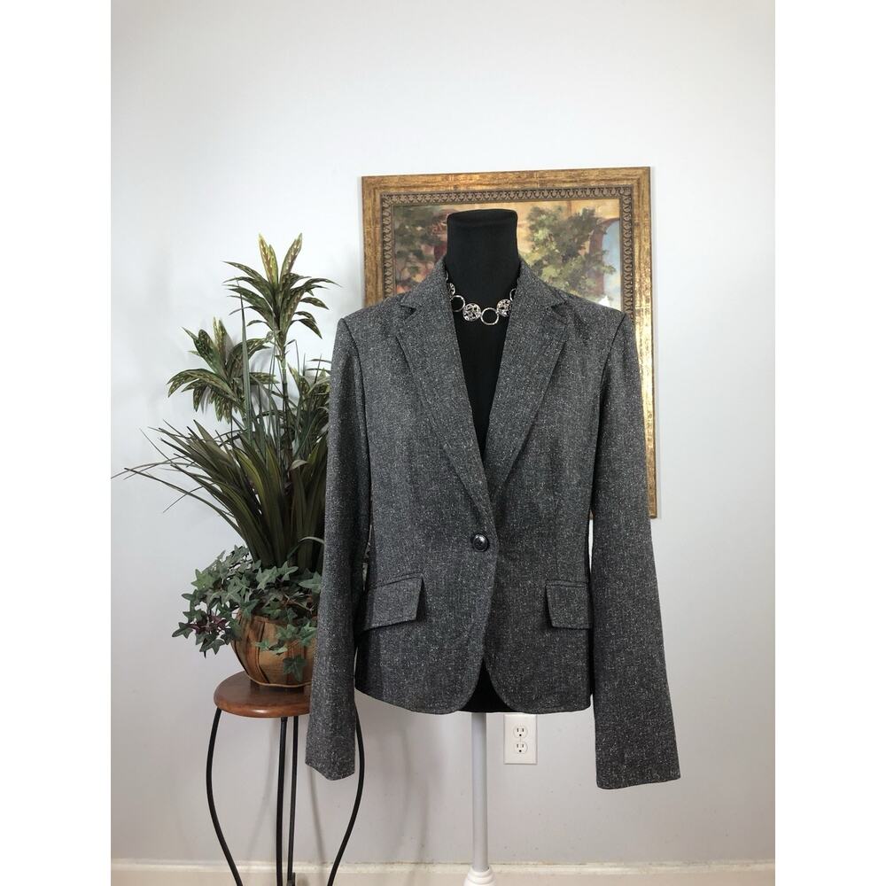 New Directions Women Jacket Size 10 Long Sleeve Gray One Button Double Vented